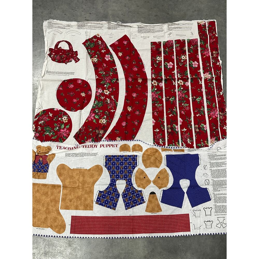 Teaching Teddy Puppet and Christmas Basket Fabric Panel Craft ~ 260304-WH 583